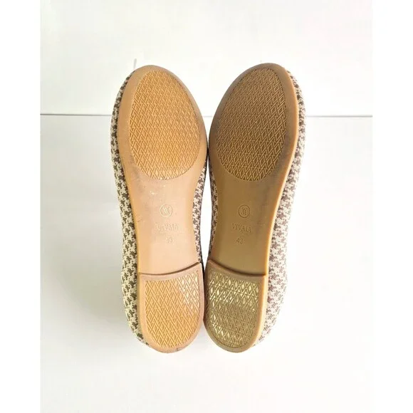 VIVAIA Claire Round Toe Flats Espresso Houndstooth Sz 43 11 Knit Comfort Brown - Picture 11 of 12